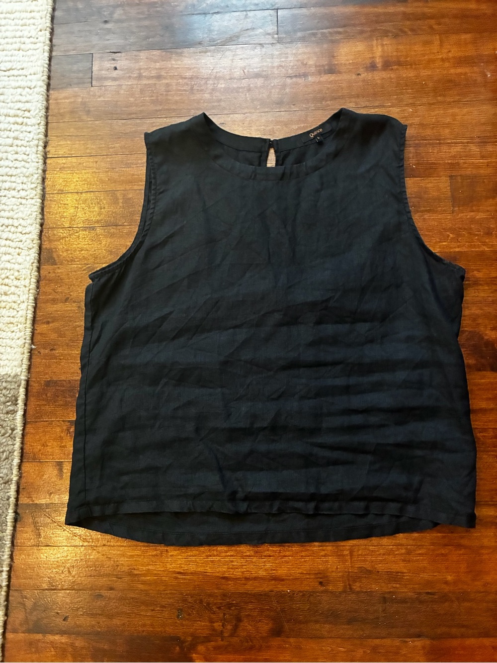 Quince Black Sleeveless Linen Top